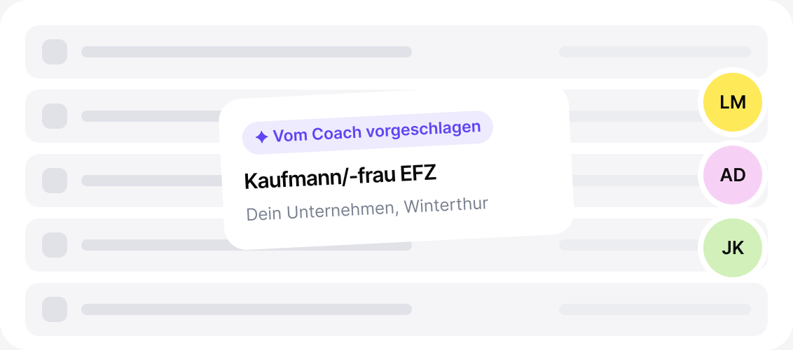 Lehrstelle wird vom Coach passenden Jugendlichen vorgeschlagen