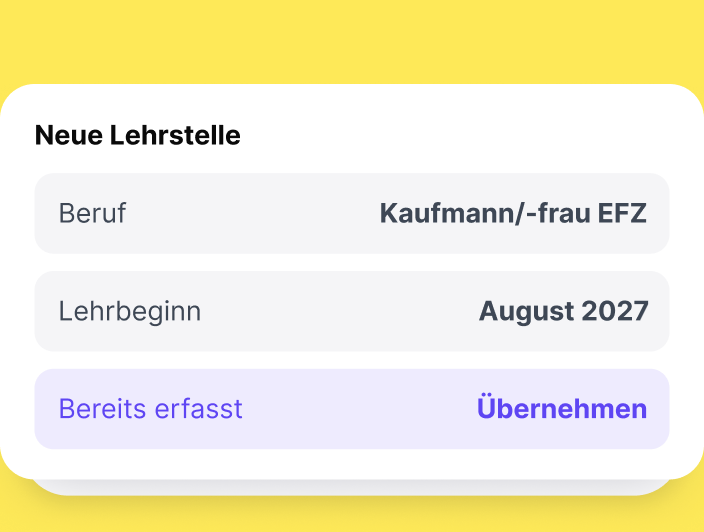Formular «Neue Lehrstelle»