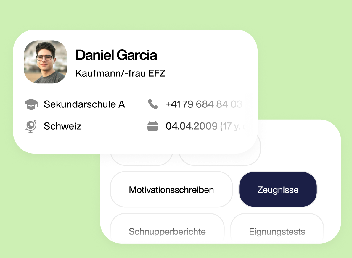 Profilkarte eines Schülers