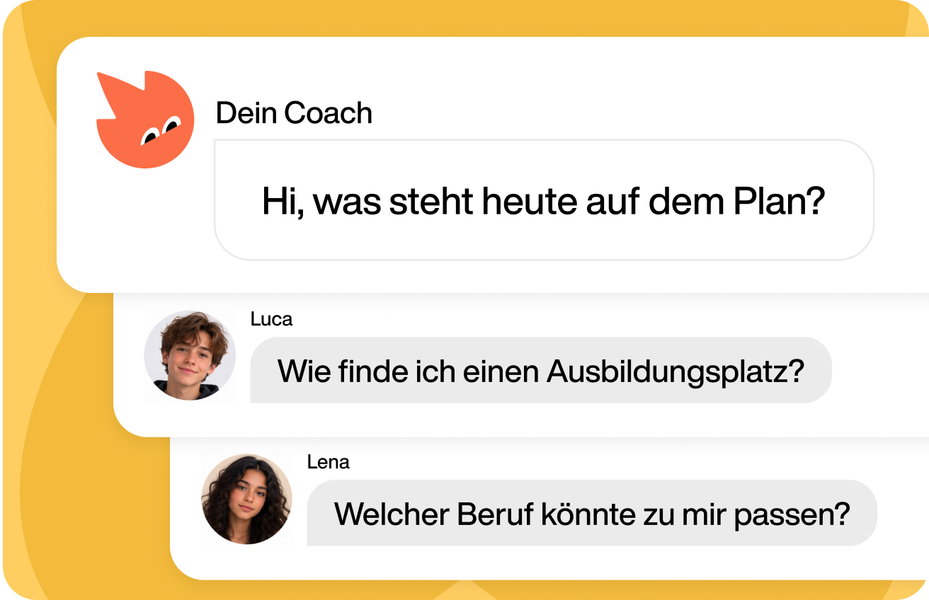 Chat zwischen Coach und Schüler:innen